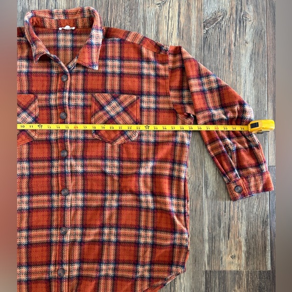Maurices Wilder Orange Plaid Fleece Shacket Shirt Jacket Size 2X Button Front - Picture 4 of 7